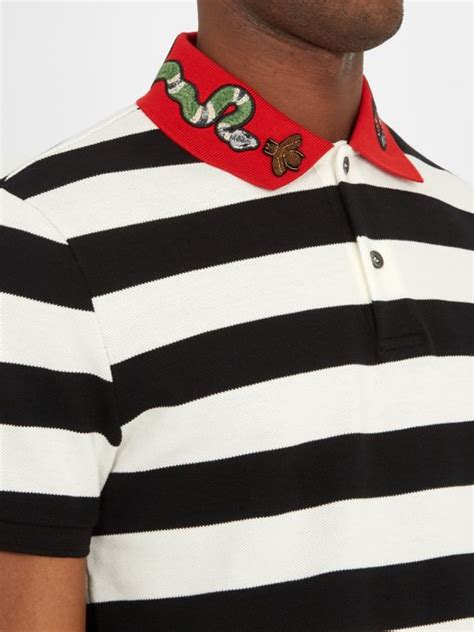 gucci polo stripes snake|white gucci shirt with snake.